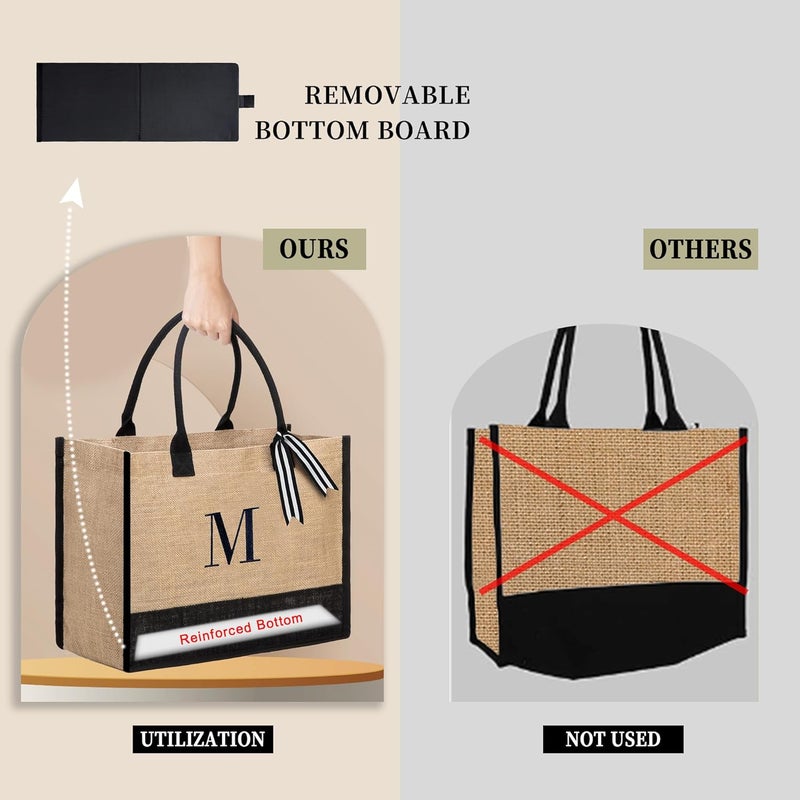 BeeGreen Embroidery Monogram Initial Tote Bag for Women Teacher Mom Friend Personalized Gift for Birthday Beach Work Wedding - Image 2